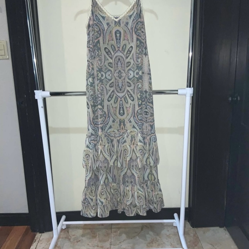 Love Sam Paisley Maxi Dress in Cream and Green